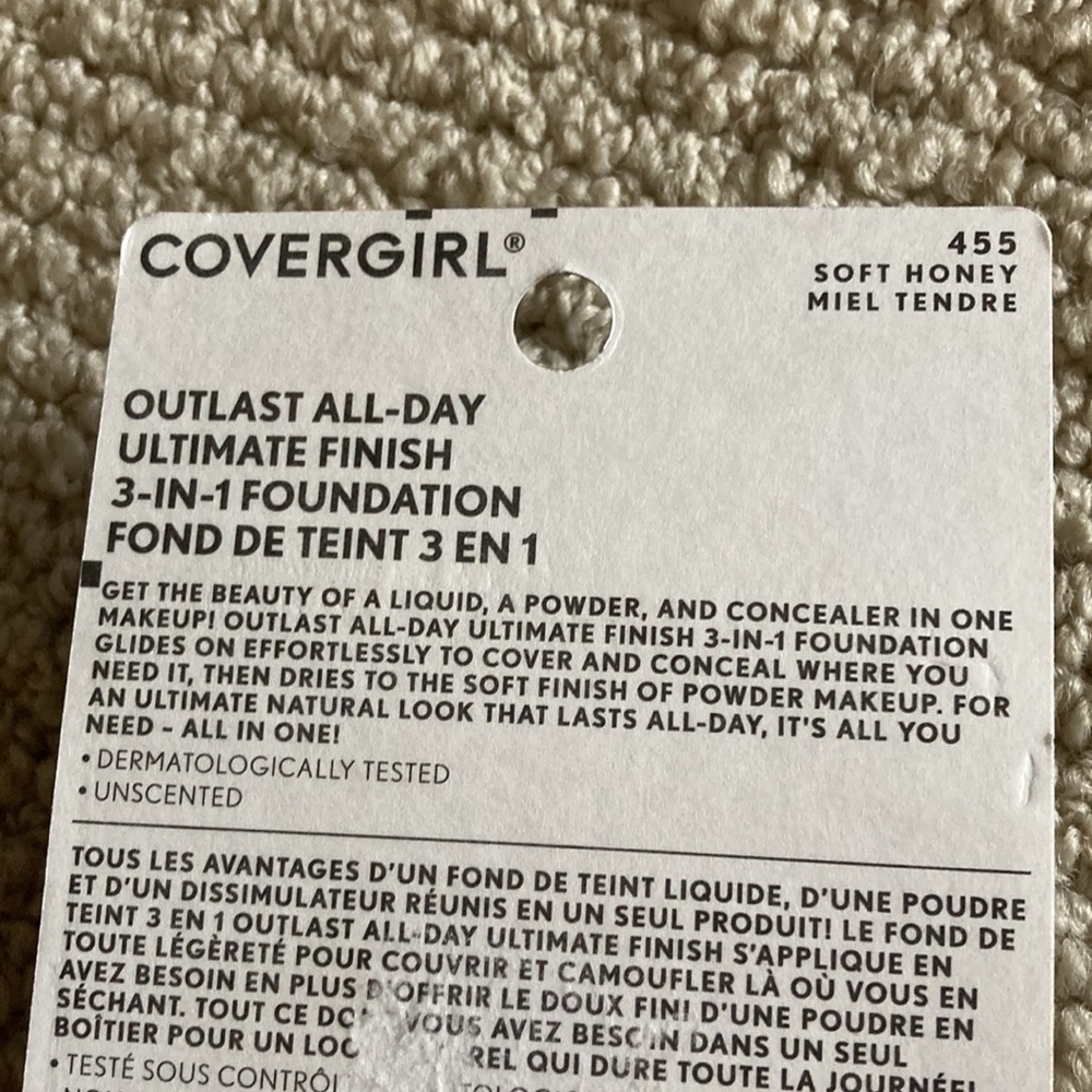 Covergirl Outlast All-Day Ultimate Finish 3 in 1 Foundation 455 Soft Honey NIB - Picture 6 of 6